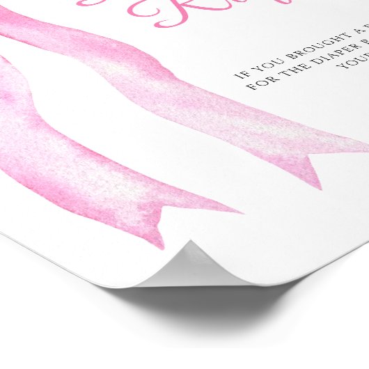 Roze een strik - luier raffle poster (Hoek)