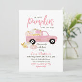 Roze een zoete Pompoen is op komst baby shower Kaart (Staand voorkant)
