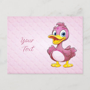 Roze Eend Ansichtkaart Briefkaart