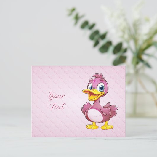 Roze Eend Ansichtkaart Briefkaart (Staand voorkant)
