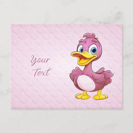 Roze Eend Ansichtkaart Briefkaart (Voorkant)