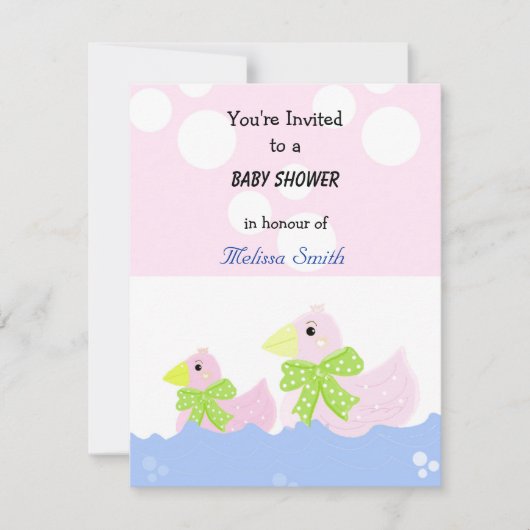 Roze Eend Baby Shower Kaart (Voorkant)