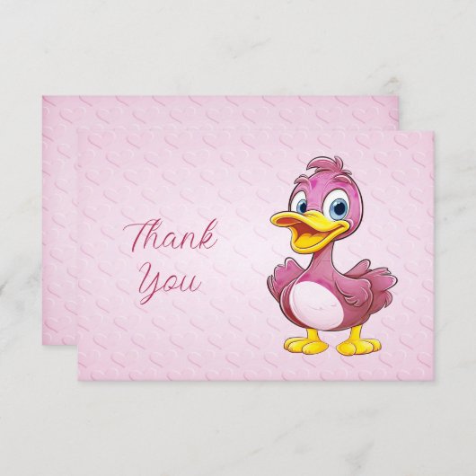 Roze Eend Dank u kaart (Voorkant / Achterkant)
