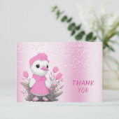 Roze Eend Dank u kaart (Staand voorkant)