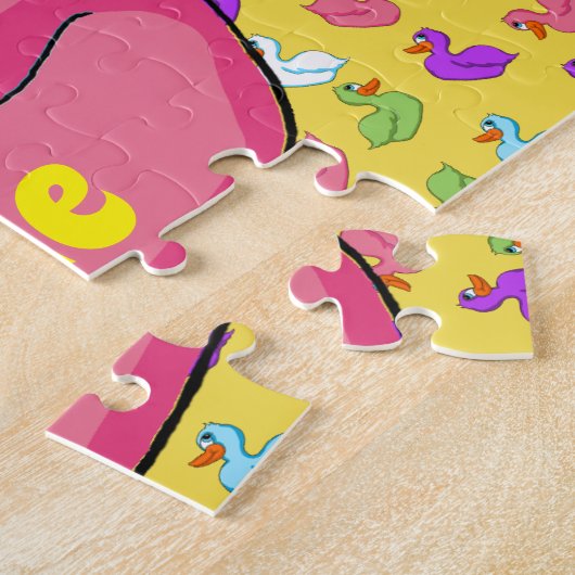 Roze eend legpuzzel (Zijkant)