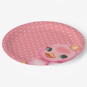 Roze eend met een kroon papieren bordje (Gekanteld)