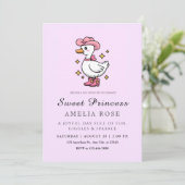 Roze Eend Prinses Feest Kaart (Staand voorkant)