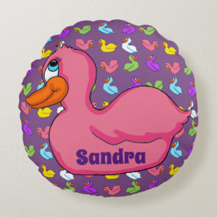 Roze Eend Rond Kussen