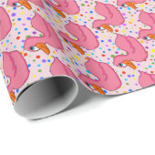 Roze Eend Verpakkend Document Cadeaupapier (Rol Hoek)