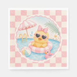 Roze Eend Zwembad Feest Servetten, Spettertijd Zom Servet