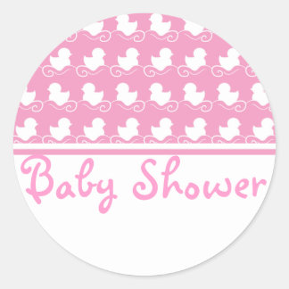 Roze eendenrij baby shower zeehond sticker