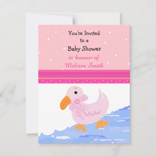 Roze Eendje Baby Shower Uitnodiging (Voorkant)