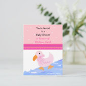 Roze Eendje Baby Shower Uitnodiging (Staand voorkant)