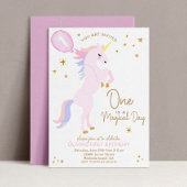 Roze Eenhoorn 1e verjaardag Uitnodiging