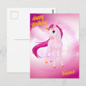 Roze Eenhoorn Ansichtkaart – Gepersonaliseerd Verj Briefkaart (Voorkant / Achterkant)