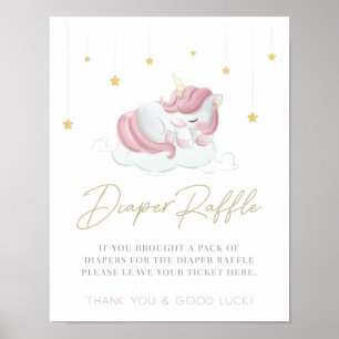 Roze Eenhoorn Baby Shower Luier Raffle Bord Poster