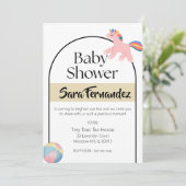Roze Eenhoorn Babyshower Uitnodiging (Staand voorkant)