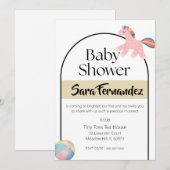 Roze Eenhoorn Babyshower Uitnodiging (Voorkant / Achterkant)
