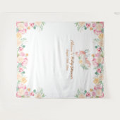 Roze Eenhoorn Bloemgroen Baby Shower Achtergrond Wandkleed (Voorkant (horizontaal))