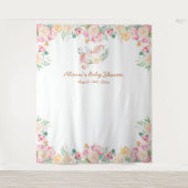 Roze Eenhoorn Bloemgroen Baby Shower Achtergrond Wandkleed (Voorkant)