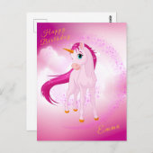 Roze Eenhoorn Briefkaart (Voorkant / Achterkant)