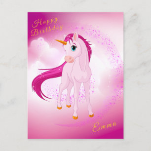 Roze Eenhoorn Briefkaart