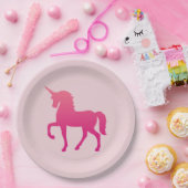 Roze eenhoorn Custom Paper Borden 9 in Papieren Bordje (Feest)