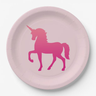 Roze eenhoorn Custom Paper Borden 9 in Papieren Bordje