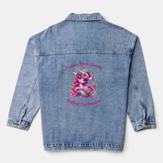 Roze Eenhoorn Denim Jas Jacket (Achterkant)