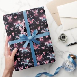 Roze Eenhoorn Draak Mix Cadeaupapier