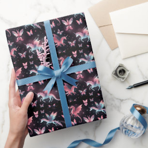 Roze Eenhoorn Draak Mix Cadeaupapier