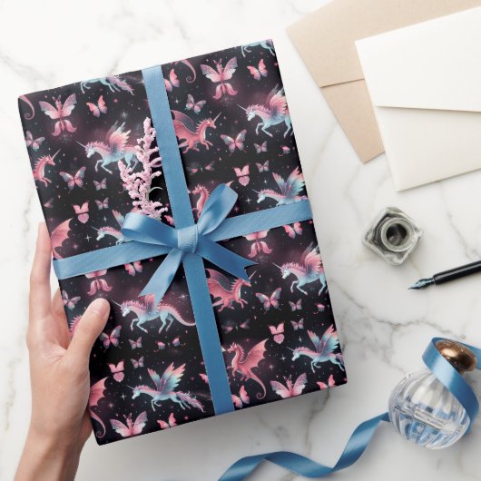Roze Eenhoorn Draak Mix Cadeaupapier (Geschenken)