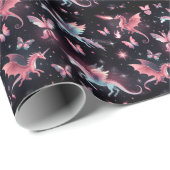 Roze Eenhoorn Draak Mix Cadeaupapier (Rol Hoek)