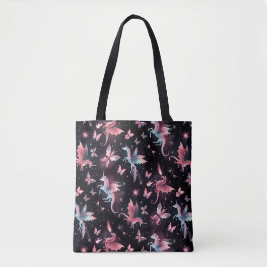 Roze Eenhoorn Draak Mix Tote Bag (Voorkant)