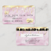 Roze Eenhoorn Druppelende Credit Kaart Gold Visitekaartje (Voorkant / Achterkant)