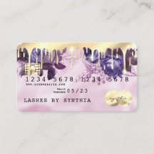 Roze Eenhoorn Druppelende Credit Kaart Gouden Bloe