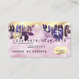 Roze Eenhoorn Druppelende Credit Kaart Gouden Bloe Visitekaartje