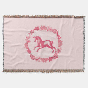 Roze eenhoorn en bloemen deken