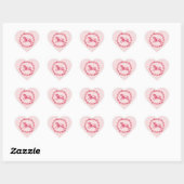 Roze eenhoorn en bloemen hart sticker (Vel)