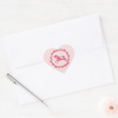 Roze eenhoorn en bloemen hart sticker (Envelop)