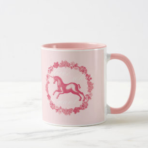 Roze eenhoorn en bloemen mok