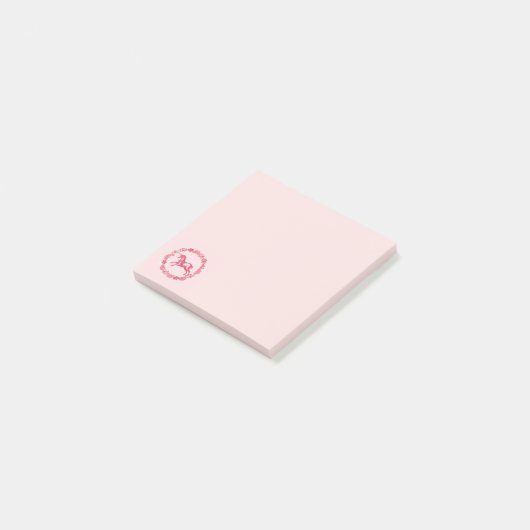 Roze Eenhoorn en Bloemen Post-it® Notes (Schuin)