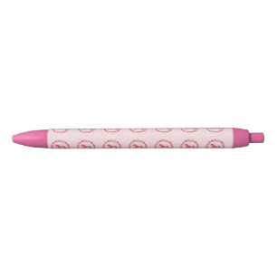 Roze eenhoorn en bloemen zwarte inkt pen