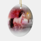 Roze eenhoorn en winterse koorts keramisch ornament (Rechts)