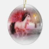 Roze eenhoorn en winterse koorts keramisch ornament (Links)