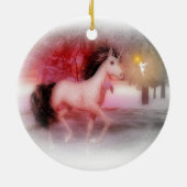 Roze eenhoorn en winterse koorts keramisch ornament (Achterkant)