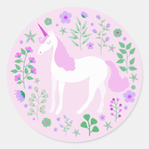 Roze Eenhoorn Faux Pink Glitter Ronde Sticker