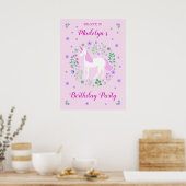 Roze Eenhoorn Faux Pink Glitter Verjaardag Poster (Keuken)