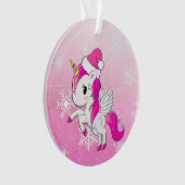 Roze Eenhoorn Gepersonaliseerde Kerst Ornament (voorkant)