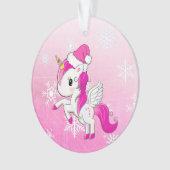 Roze Eenhoorn Gepersonaliseerde Kerst Ornament (voorkant)